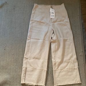 NWT Zara cream linen wide leg pants